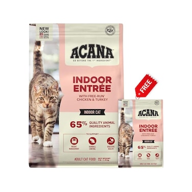 Acana Indoor Entree Dry Cat Food - 1.8 Kg + Free Acana Indoor Entree Dry Cat Food - 340 g