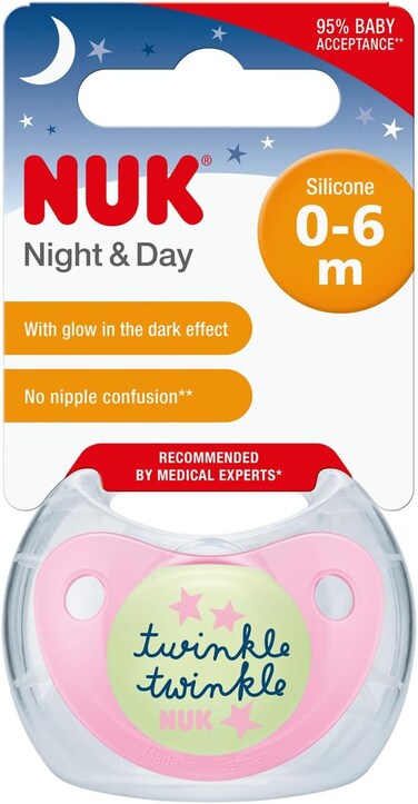 NUK Trendline Night Pacifier For 0-6 Months, Blue