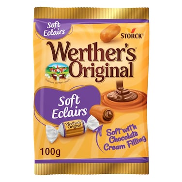 Werthers Original Classic Caramel Candies Caramel, Soft Eclairs with Creamy Filling, 100 g, Creamy Traditional Flavor Perfect For Sharing