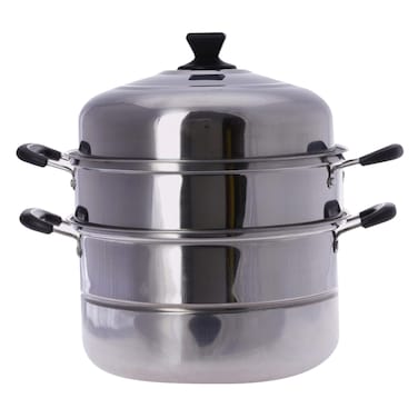 3 Layers Stainless Steel Steamer 30cm Silver