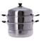 3 Layers Stainless Steel Steamer 30cm Silver