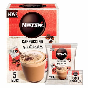 Nescafe Cappuccino Foamy Coffee Mix Choco Sprinkles 19.3g Pack of 5