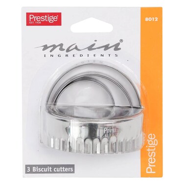بريستيج - قطاعة بسكويت بمقبض، 3 قطع فضية
