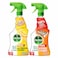 Dettol All Purpose Cleaner Spray Bottle, Lemon Scent + Dettol Kitchen Cleaner Spray Bottle, Orange Scent, 500ml x 2