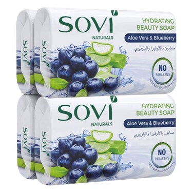 Sovi Naturals Aloe Vera And Blueberry Hydrating Beauty Soap 175g x Pack of 4