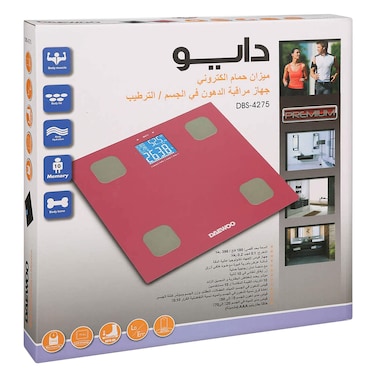 Daewoo Body Fat &amp; Hydration Monitor Scale &ndash; DBS-4275 &ndash; Assorted Colors (Random Selection) &ndash; 180 kg Capacity	