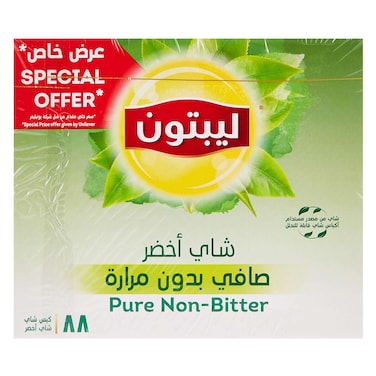 ليبتون شاي أخضر غير مُر 88 كيس شاي