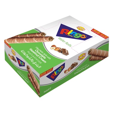 Teashop Ringo Chocolate &amp; Hazelnut Filled Wafer Rolls 16g x12