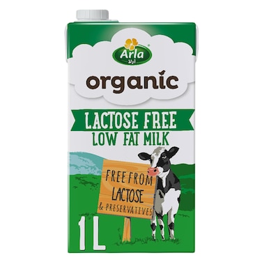 Arla Organic Low Fat Lactose-Free Milk &ndash; Immune Support with Vitamin B12 &ndash; 1 L