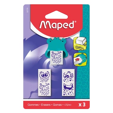 Maped - Monster Eraser 3 Pieces With Sleeve