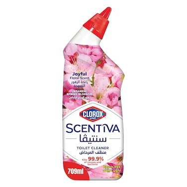 Clorox Scentiva Japanese Spring Blossom Toilet Cleaner &ndash; 709 ml &ndash; Kills 99.9% of Viruses and Bacteria