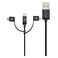 Promate USB-C Type C, Micro USB, Apple MFi Lightning Cable 3 in 1 Triple Head Data and Charge Cable for Apple, Android and Type C Devices, Unilink-Trio Grey