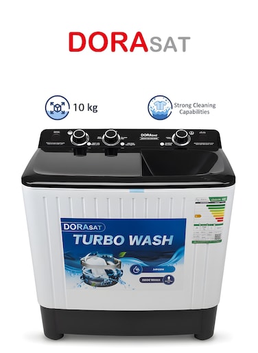 Twin Tub Washing Machine - 10 kg - White - Black Cover - DS10TWM (Installation Not Included)