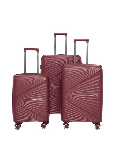 Luggage Sets 3 Piece With Trolley Set With Lightweight Polypropylene Shell 8 Spinner Wheels For Travel Burgundy