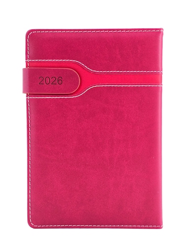 PU Leather 2026 Diary A5, Daily Planner with Magnetic Closure Strap - Maroon