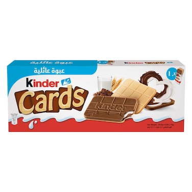 Kinder Cards Wafer Biscuits with Creamy Milk &amp; Cocoa Filling, Pack of 10, 20 Biscuits, 256g