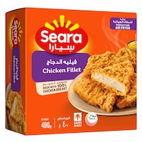 سيارا فيليه الدجاج - قرمشة أكثر، مصنوع من 100% صدور دجاج، خالٍ من الدهون المتحولة، خالٍ من الألوان الاصطناعية والمواد الحافظة، 400 جرام