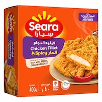 سيارا فيليه الدجاج الحار - حار ومقرمش، مصنوع من 100% صدور دجاج، خالٍ من الدهون المتحولة، خالٍ من الألوان الاصطناعية والمواد الحافظة، 400 جرام


