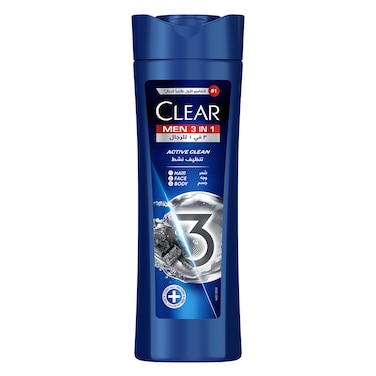 CLEAR Men 3in1 Shampoo for men, Active Clean, 400ml