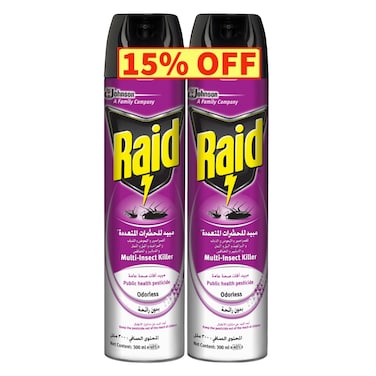 Raid Odorless Spray for Multi Insect Killer (Twin pack with 15% OFF), 300ml