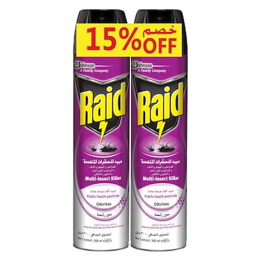Raid Odorless Spray for Multi Insect Killer (Twin pack with 15% OFF), 300ml