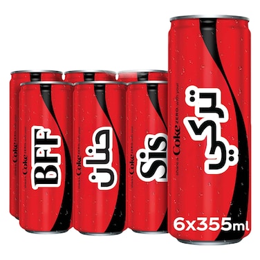Coca-Cola Zero 6x355ml Can, Zero Calories, Crisp Coke &ndash; Limited Edition