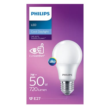 Philips - E27 LED Bulb, 720 Lumen, 7W, Cool Daylight