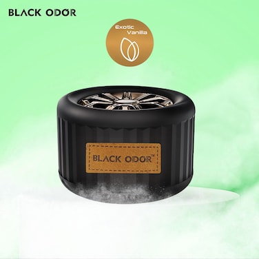 Black Odor Lucky Wheel Air Freshener - for Cars, Trucks, SUVs, Bedroom &amp; Kitchen &ndash; Compact, Stylish Design for Cup Holder or Dashboard, wardrobe &ndash;   BO-28 (Exotic Vanilla)
