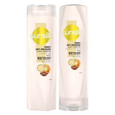 SUNSILK Naturals Shampoo + Conditioner, Honey Anti-Breakage, 400ml + 350ml