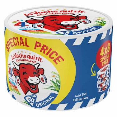 La Vache Qui Rit Original Spreadable Cheese Triangles, 8 portions x4 packs, 32 Portions, 480g