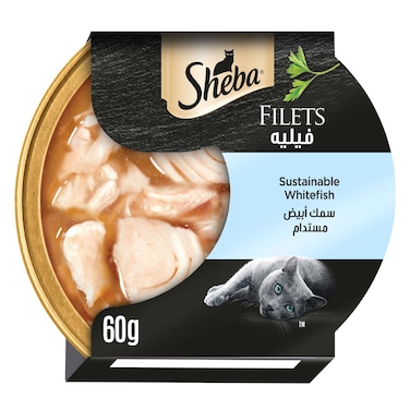 Sheba Cat Food Sustainable White Fish Filets, 60g Dome