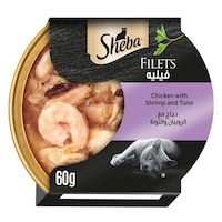 Sheba Cat Food Chicken with Shrimp & Tuna Filets, 60g Dome