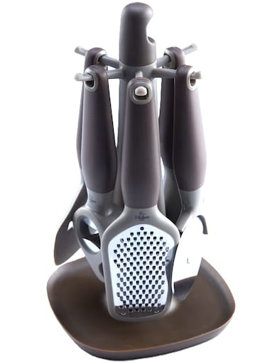 Penguen Kitchen Gadgets Set &ndash; 7 Pieces &ndash; Includes Ice Cream Scoop, Grater, Cheese Server, Peeler, Pizza Slicer, Bottle Opener, Stand