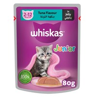 Whiskas Junior Tuna in Jelly, Wet Kitten Food Pouch, 80g
