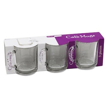 Cafe Mugs Coffee Set 3 Pieces Clear