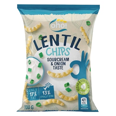 Oho! Vegan Lentil Chips Sour Cream &amp; Onion 100g
