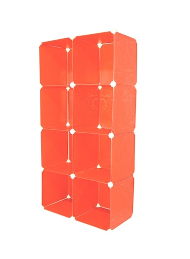 8 Cubes Plastic Portable Storage Cabinet Orange