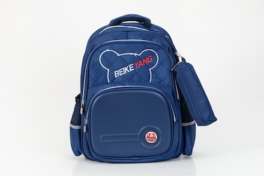 Kids Pencil Case Attached Pattern Backpack 17.7 Inches Blue/White/Red