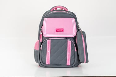 Kids School Backpack With Pencil Pouch Grey/Pink