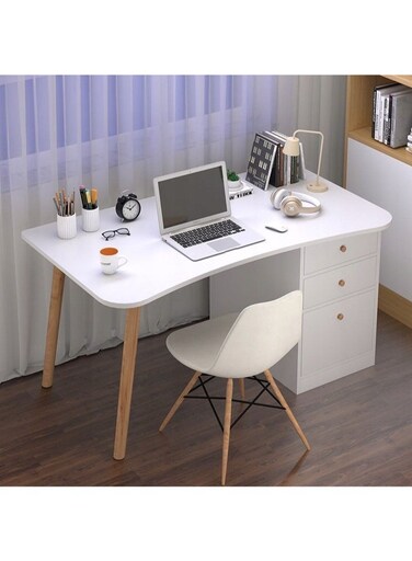 Modern Computer Desk with Shelves for Study Table, Laptop, Office Computer and Home - White
