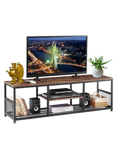 طاولة تلفزيون بتصميم عصري مع 3 أرفف للعرض والتخزين لغرفة المعيشة وغرفة النوم