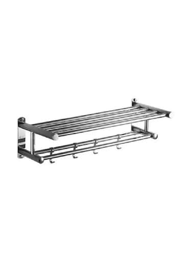 Stainless Steel Wall Mounted Towel Holder Shelf Silver 50x22x16centimeter