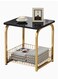 Modern End Table With Storage Basket Sofa Side Table With Marble Design For Living Room