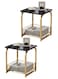 Coffee Table Set, 2 Pieces, Side Table with Bottom Storage Basket, Modern Marble Design for Living Room