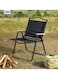 كرسي تخييم مريح للأنشطة الخارجية، قابل للطي بمسند للظهر والذراعين، باللون الأسود