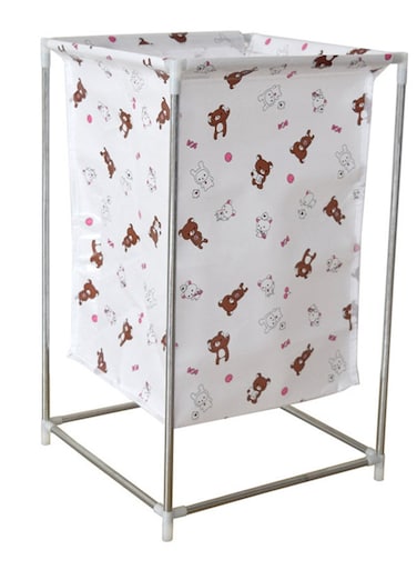 Home Cartoon Fabric Laundry Basket Multicolour 32.5 x 32.5 x 52centimeter