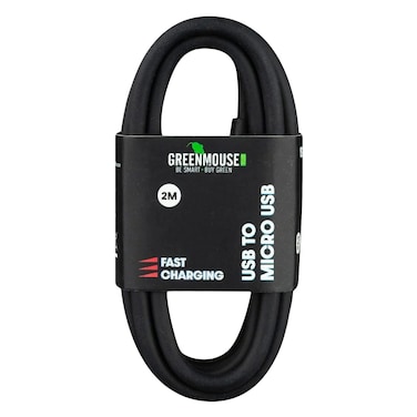 Green Mouse USB-A To Micro USB Data Sync And Charging Cable 2m Black