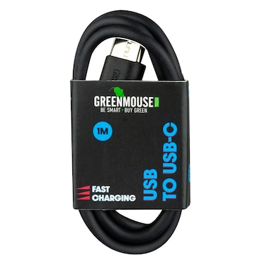 Green Mouse USB-A To USB-C Data Sync And Charging Cable 1m Black