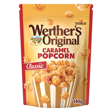 Werthers Original Caramel Popcorn Classic Caramel Coated Popcorn, 140g, Rich Buttery Flavor Perfect For Sharing