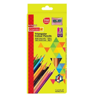 Camlin Triangular Colour Pencils 12 Shades Multicolor